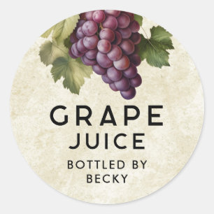 Vintage homemade red grape juice canning sticker