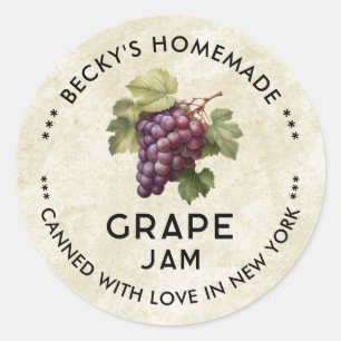 Vintage Homemade Red Grapes jam canning sticker