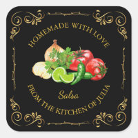 Vintage Homemade Salsa Square Label