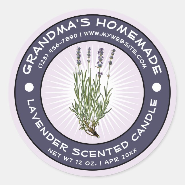 Vintage Homemade Scented Candle Label Template (Front)