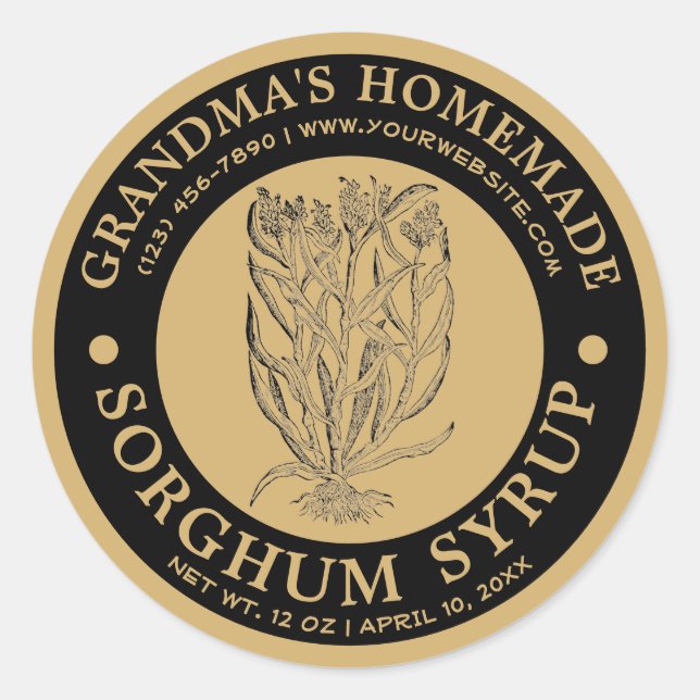 Vintage Homemade Sorghum Syrup Label Template (Front)