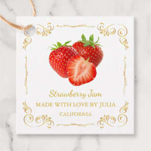 Vintage Homemade Strawberry Jam Square Hang Tag