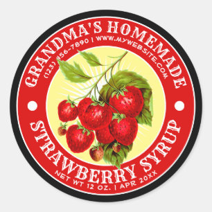 Vintage Homemade Strawberry Syrup Label Template