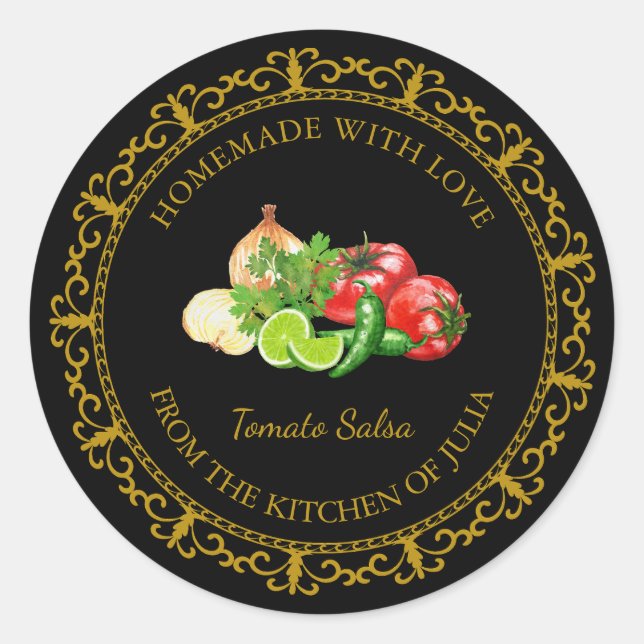Vintage Homemade Tomato Salsa Label l Black (Front)