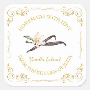 Vintage Homemade Vanilla Extract Square Label