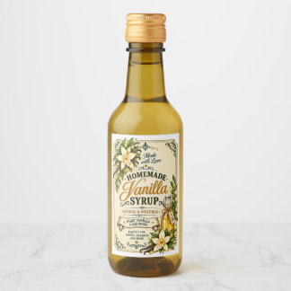 Vintage Homemade Vanilla Syrup Bottle Label