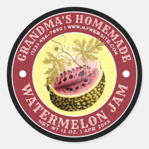 Vintage Homemade Watermelon Jam Label Template