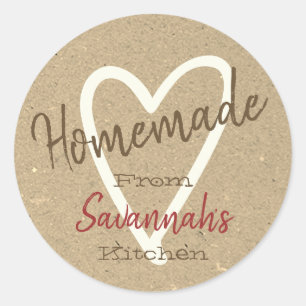 Vintage Homemade with Love Kitchen Brown Paper Classic Round Sticker