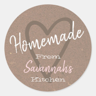 Vintage Homemade with Love Kitchen Lilac Paper Classic Round Sticker