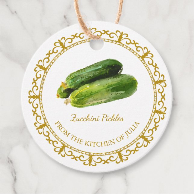 Vintage Homemade Zucchini Pickle Hang Tag (Front)