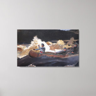 Vintage Homer Shooting The Rapids, Saguenay RIver Canvas Print