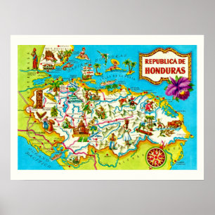 Vintage Honduras Map Print