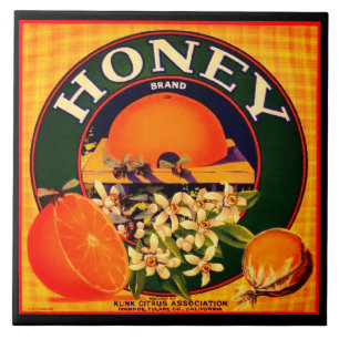 Vintage honey and oranges advertisement label tile