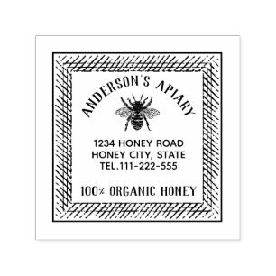 Vintage honey bee apiary honey jar labelling self-inking stamp