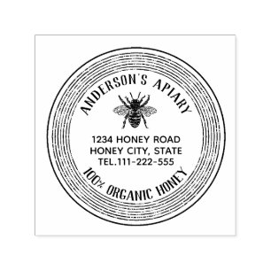 Vintage honey bee apiary honey jar labelling self-inking stamp
