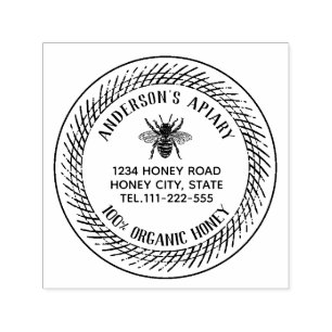 Vintage honey bee apiary honey jar labelling self-inking stamp