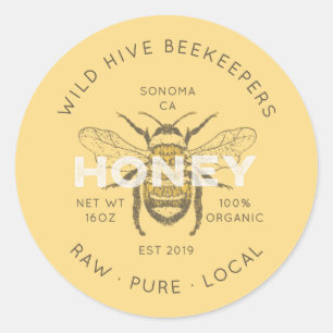 Vintage Honey Bee Beekeeper Small Business   Classic Round Sticker