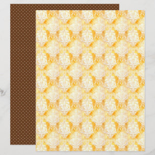 Vintage Honey Bee Damask Journal Paper Sheet