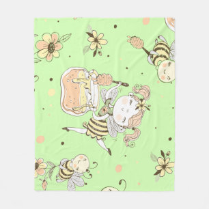 Vintage Honey Bee Decor Fleece Blanket