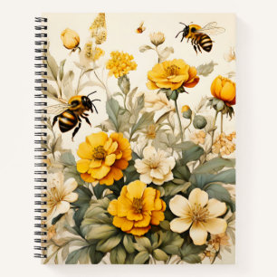 Vintage Honey Bee in botanicals Notebook