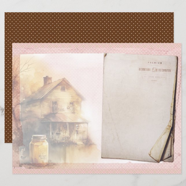 Vintage Honey Bee Journal Paper Sheet (Front/Back)