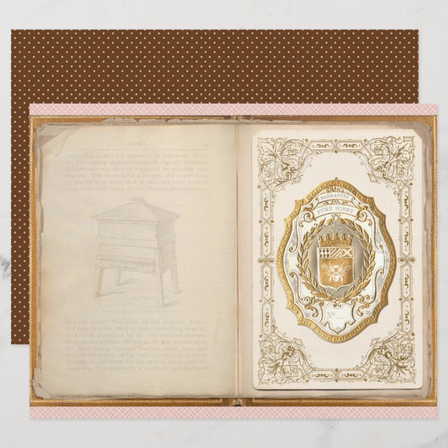 Vintage Honey Bee Journal Paper Sheet (Front/Back)