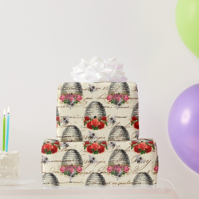 Vintage Honey Bee Pattern  Wrapping Paper (Party Gifts)