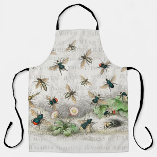 Vintage Honey Bee Queen Bee Entomology Botanical Apron
