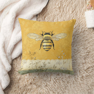 Vintage Honey Bee Wildflower Garden (3) Cushion