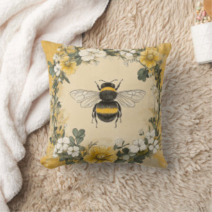 Vintage Honey Bee Wildflower Garden (4) Cushion