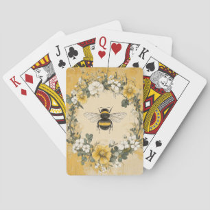Vintage Honey Bee Wildflower Garden (4) Playing Cards