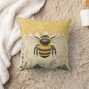 Vintage Honey Bee Wildflower Garden (5) Cushion