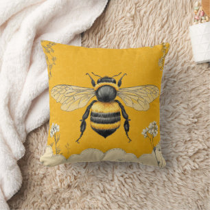 Vintage Honey Bee Wildflower Garden (6) Cushion