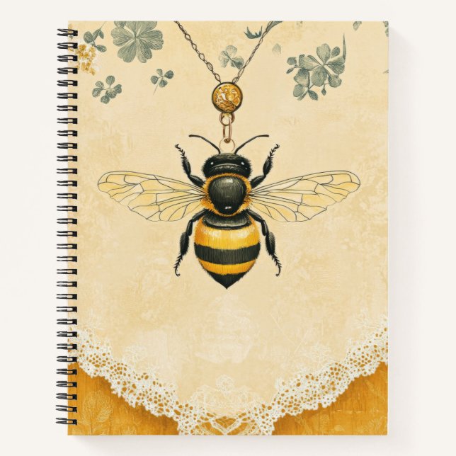 Vintage Honey Bee Wildflower Garden (7) Notebook (Front)