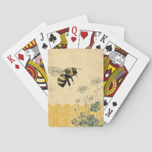 Vintage Honey Bee Wildflower Garden (8) Playing Cards