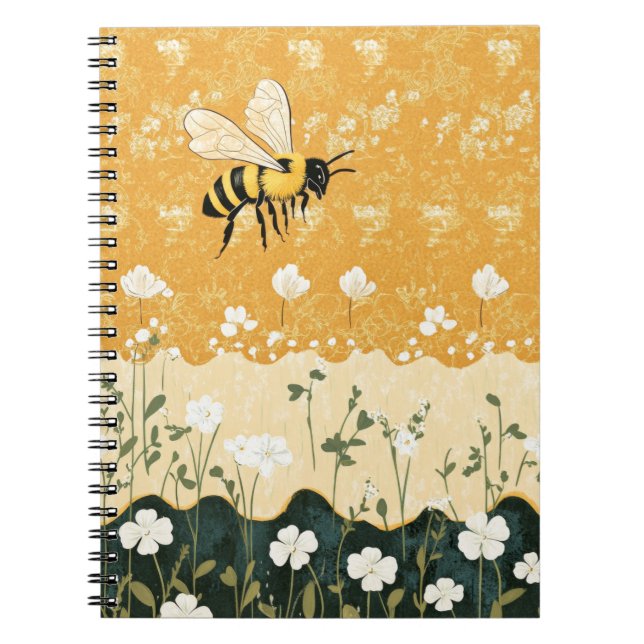 Vintage Honey Bee Wildflower Garden (9) Notebook (Front)