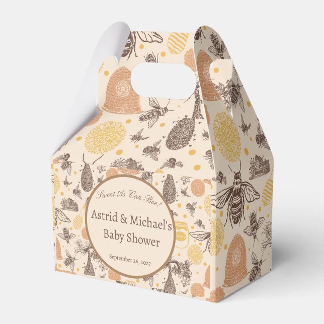 Vintage Honey Bumblebee Baby Shower  Favour Box (Front Side)