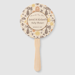Vintage Honey Bumblebee Baby Shower Hand Fan