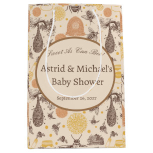 Vintage Honey Bumblebee Baby Shower  Medium Gift Bag