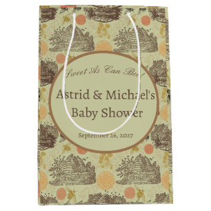 Vintage Honey Bumblebee Sage Baby Shower Medium Gift Bag