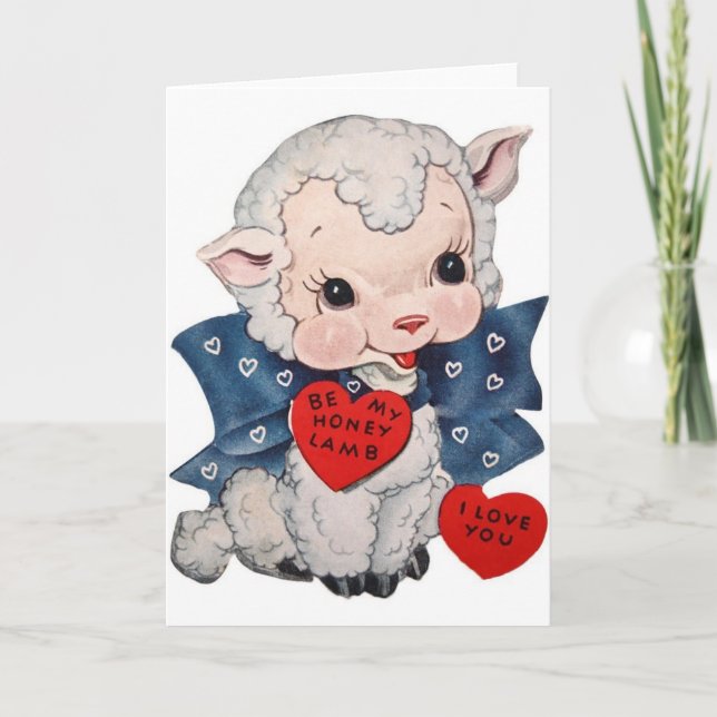 Vintage Honey Lamb Valentine's Day Card (Front)