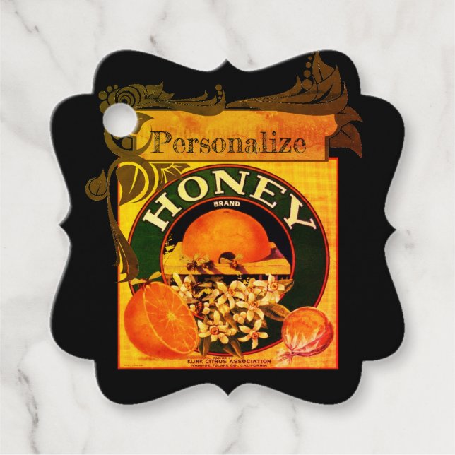 Vintage honey orange fruit advertisement label (Front)