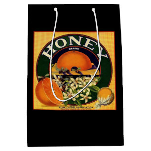 Vintage honey orange fruit advertisement label medium gift bag