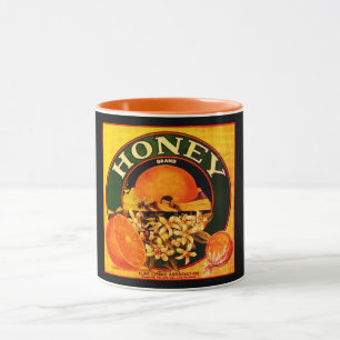 Vintage honey orange fruit advertisement label mug