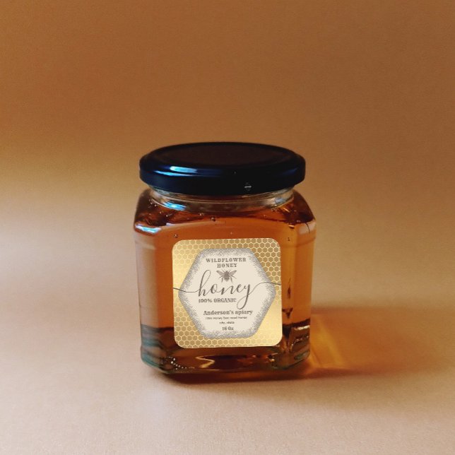 Vintage  honeybee  script honey jar label (Creator Uploaded)