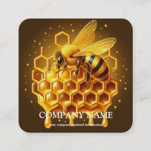 Vintage Honeycomb Bee BeeKeeper Honey Apairist Bus Square Business Card