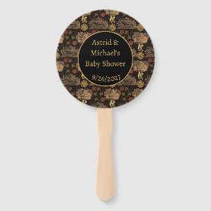 Vintage Honeycomb Bee Black Baby Shower Hand Fan