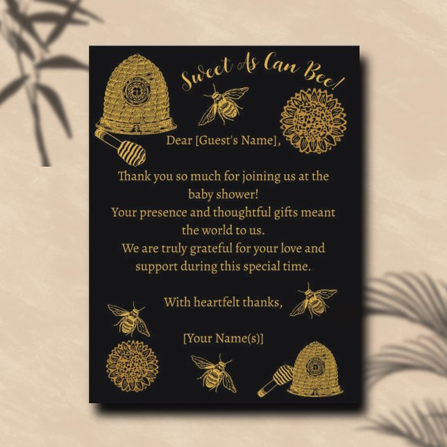 Vintage Honeycomb Bee Black Baby Shower Postcard (Creator Uploaded)