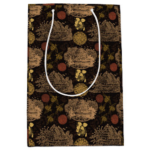 Vintage Honeycomb Bee Black Medium Gift Bag