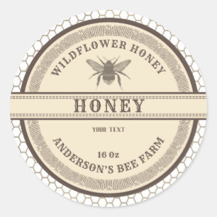 Vintage honeycomb bee honey jar label 